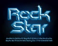 Rock Star alphabet font. Metallic letters, numbers and symbols in hard rock style. Royalty Free Stock Photo