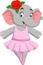 Cartoon funny elephant ballerina in a tutu Royalty Free Stock Photo