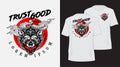 Wolf tatto design for t-shirt white