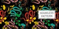 Seamless pattern leaves and snake trendy style Royalty Free Stock Photo