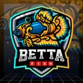 Betta fish mascot. esport logo design Royalty Free Stock Photo