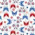 Butterflies with decoratives floral pattern textile print
