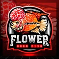 Flower horn fish mascot. esport logo design Royalty Free Stock Photo