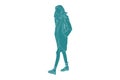 Vector illustration of fashionable women are walking on the sidewalk, Flat style with outlinw