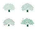 Set of beautiful four green oak tree logo identity Royalty Free Stock Photo
