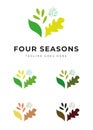 Beautiful plant tree garden park logo in four colors four seasons change identity Royalty Free Stock Photo