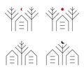 Set of Simple House within the trees logo identity for green park residence ornament