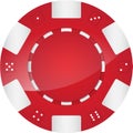 Vector image of the casino red chip isolated on the white background.