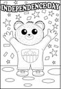 Teddy Bear is happy to welcome Independence Day Coloring Page