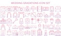 Collection of wedding thin line gradations icons set Royalty Free Stock Photo