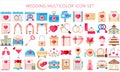 Collection of wedding multicolor icons set