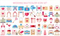 Collection of wedding multicolor icons set Royalty Free Stock Photo