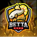 Yellow betta fish mascot. esport logo design