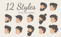 Set of cute modern man side view avatars Royalty Free Stock Photo