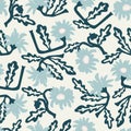 Vector blue African daisy flower illustration motif seamless repeat pattern