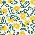 Vector hand-drawn retro African daisy flower illustration repeat seamless repeat pattern