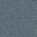 Vector pen drawing branches and leaves motif seamless repeat pattern dark blue background