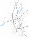 Marioka city map Japan - town streets on the plan. Monochrome line map of the scheme of road. Vector