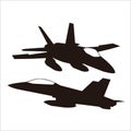 Silhouette of modern jetfighter flying vector design Royalty Free Stock Photo