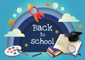 back to scool and kid stuffs kid object Stationery and uniform all toys Royalty Free Stock Photo