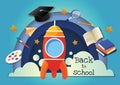 back to school for the school day kid stuffs kid object Stationery and uniform all toys Royalty Free Stock Photo
