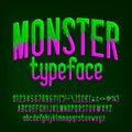 Monster alphabet font. Slime letters, numbers and punctuation. Royalty Free Stock Photo