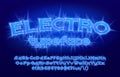 Electro alphabet font. Electric letters, numbers and punctuation.