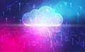 Cloud computing abstract background concept, Digital technology banner pink blue background binary code, abstract tech big data Royalty Free Stock Photo