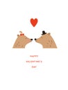 Two Cute Bears, Valentine`s Day greeting card Royalty Free Stock Photo