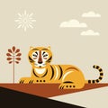 Tiger geometric illustration. Poster, banner design.