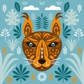 Big cat, lynx. Stylized face of lynx, vector illustration