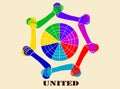 Coloured United Hands with circle