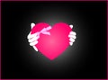 White hands holding a Pink heart gift isolated Royalty Free Stock Photo