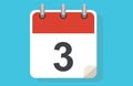 Day Three. Simple calendar with date 3.Flat calendar icon vector illustration. calendar icon flat day 3. Vector illustration. Cale