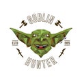 Goblin with triangle logo in low poly style