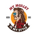 A man with mullet hair style and red neck shirt Royalty Free Stock Photo