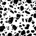 Cow skin, seamless texture. Grunge aged pattern. Black spots on white background. Animal print. Vector Royalty Free Stock Photo