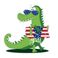 USA Y`all - Funny cartoon alligator. Royalty Free Stock Photo