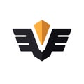 V initial with wings, logo design Royalty Free Stock Photo