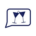 Message sign with two cocktail glasses, illustration. App icon.