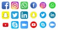 Collection of social media icons and logos with zoom and skype icon