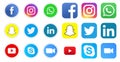 Collection of social media icons and logos with zoom and skype icon