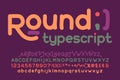 Round alphabet font. Playful hand drawn uppercase and lowercase letters, numbers and symbols. Royalty Free Stock Photo