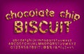 Chocolate Chip biscuit alphabet font. Cartoon cookie letters, numbers and punctuation. Royalty Free Stock Photo