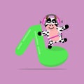 Sweet cow dancing while listening to music Royalty Free Stock Photo