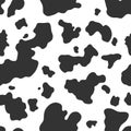 Cow skin texture, black and white spot repeated seamless pattern. Animal print Royalty Free Stock Photo