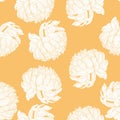 Seamless pattern with a yellow line Chrysanthemum Flowers natural ornament. Royalty Free Stock Photo