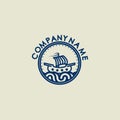 Unique and memorable logo in classic emblematic style, with sailboats and undulating sea waves.