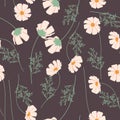 Abstract wild camomile flowers seamless patterns.