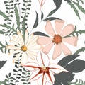 Abstract flowers seamless patterns. Design for paper, cover, fabric, interior decor and other users.